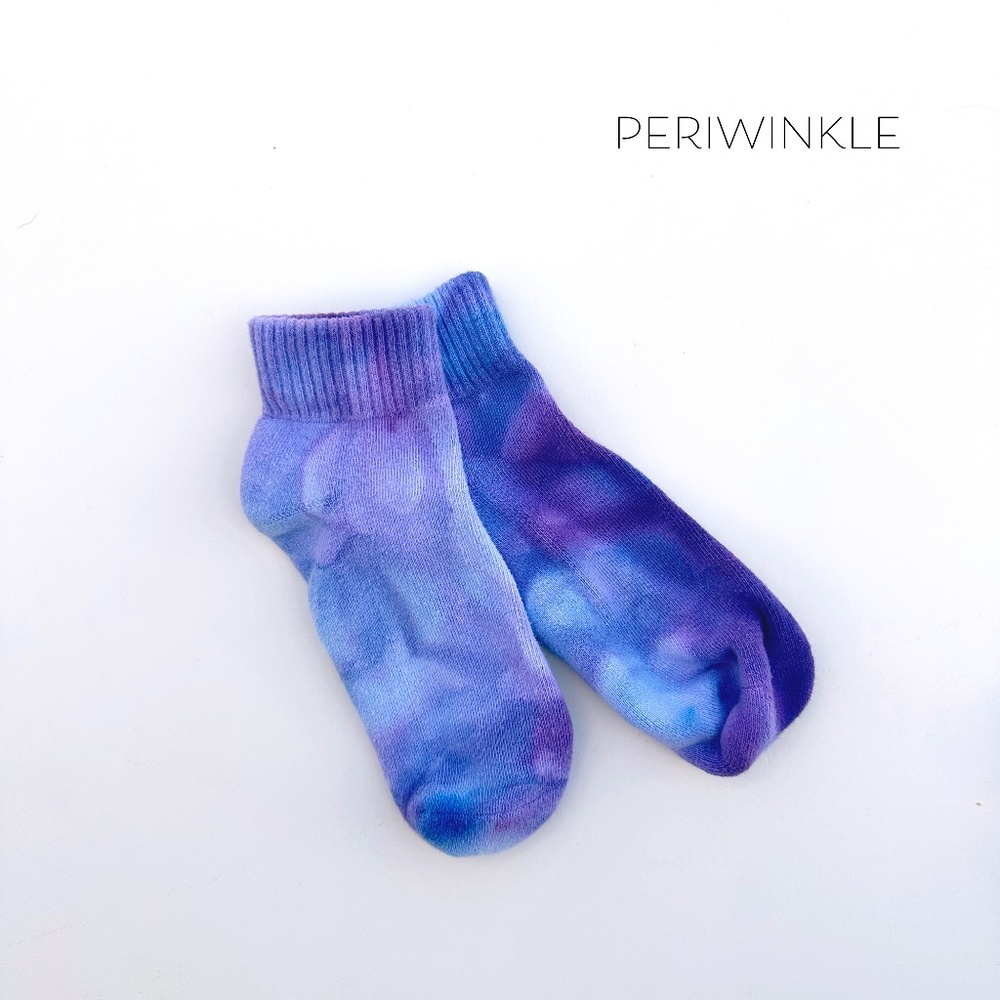 Kids Tie Dye Socks Periwinkle Blue Lavender Hand Dyed Mid Crew Socks Ice Dye Sox